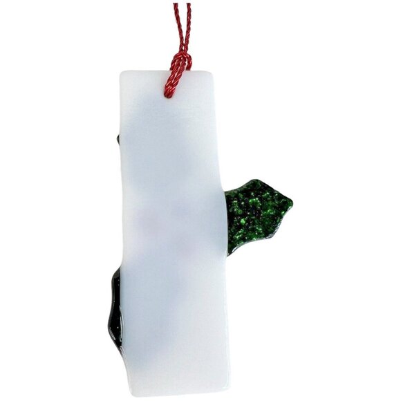 4 Fused Stained Glass Holly Berry Christmas Ornaments Set Red Green White - Picture 7 of 11